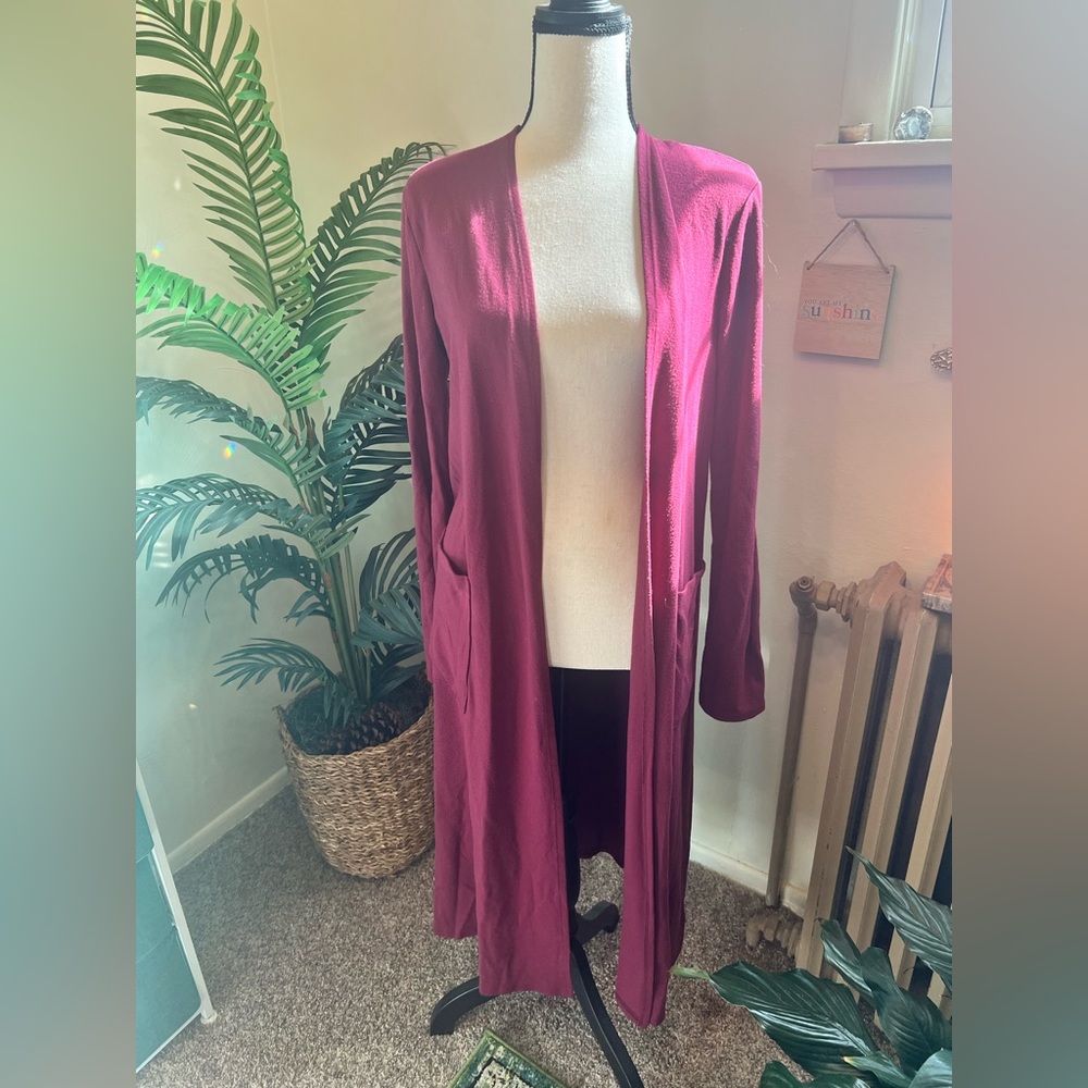 Lulu’s Red Open Front Fleece Cardigan